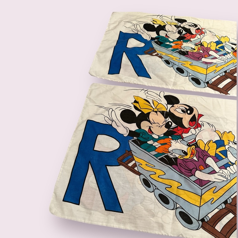 Vintage Disney Mickey Mouse Donald Duck Train Car Standard Pillowcases - Picture 2 of 11
